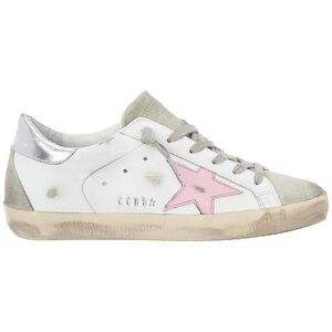 Golden Goose White and Pink Star Sneakers